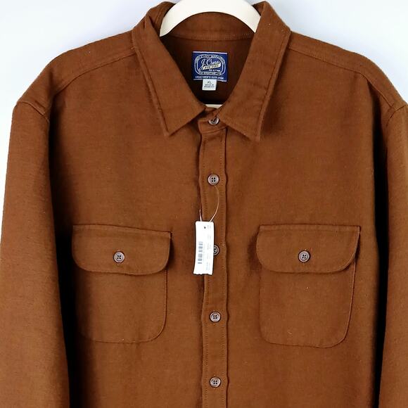 J.Crew Men's SZ XL Heavyweight Chamois Workshirt Brown F8086 Thick NWT - Picture 3 of 7